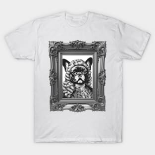 Rococo Doggo Funny Vintage French Bulldog Portrait | Dog | Puppy | Frenchie | Baroque | French | Fashion | Classical Art | History | T-Shirt